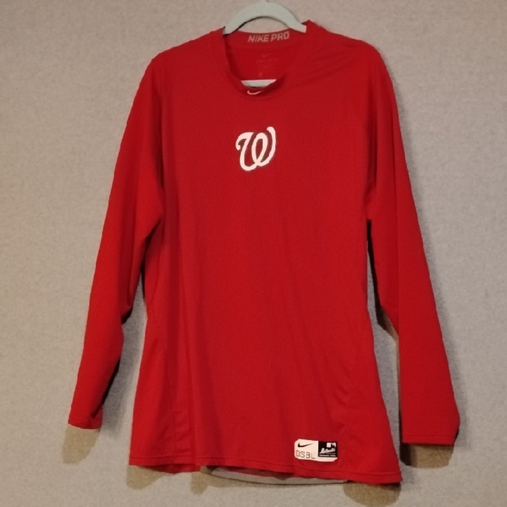Washington Nationals Nike Pro Red Long Sleeve Top